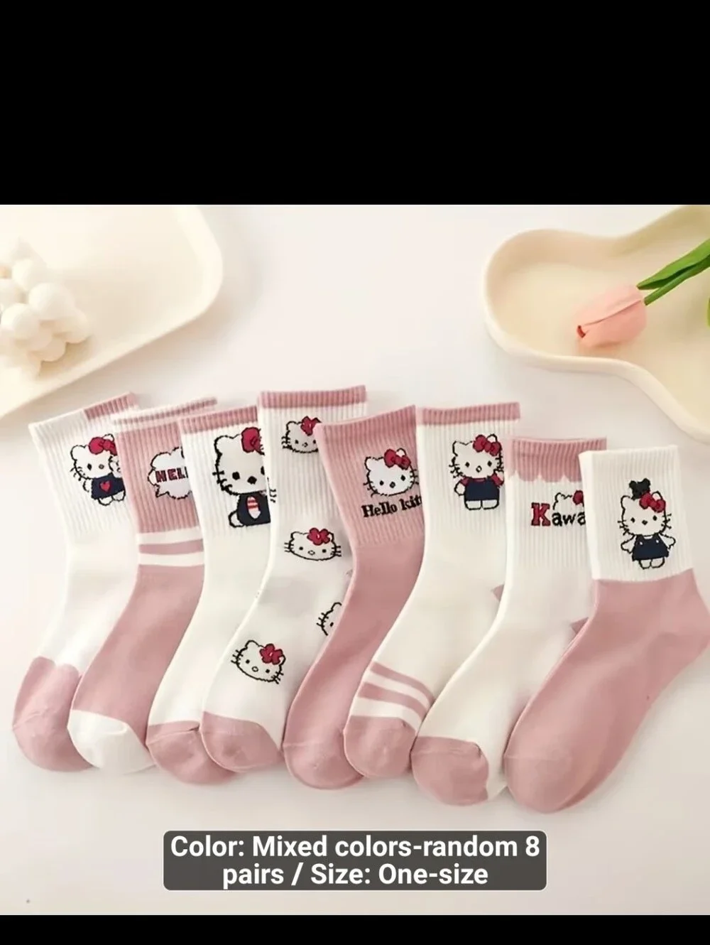 4 pk Random colors Hello Kitty Socks #1444,1445-692
